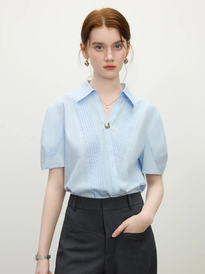 Camisa Minimalista Feminina em Lyocell e Algodão - AlmaChic