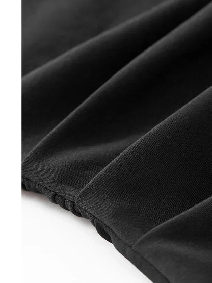 SENTUBILA, vestidos negros de verano 2025, vestido largo ajustado fruncido de manga corta de punto de algodón elegante para fiesta para mujer, ropa 142L54013