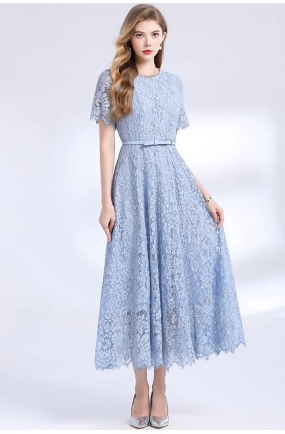 Vestido de Renda Midi Elegante Valentina Rubra