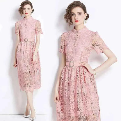 Vestido de Renda Feminino Amélie Blanc — Midi Bordado (Cópia)