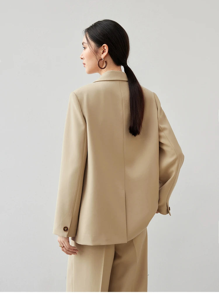 Sentubila textura solta casaco sob medida para mulher 2025 outono turn down collar escritório senhora trabalho negócios feminino blazer 143x56249