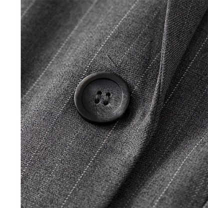 Sentubila feminino textura listrado calça ternos 2024 inverno entalhado pescoço único botão calças de perna reta 2 peça conjunto 143z56524