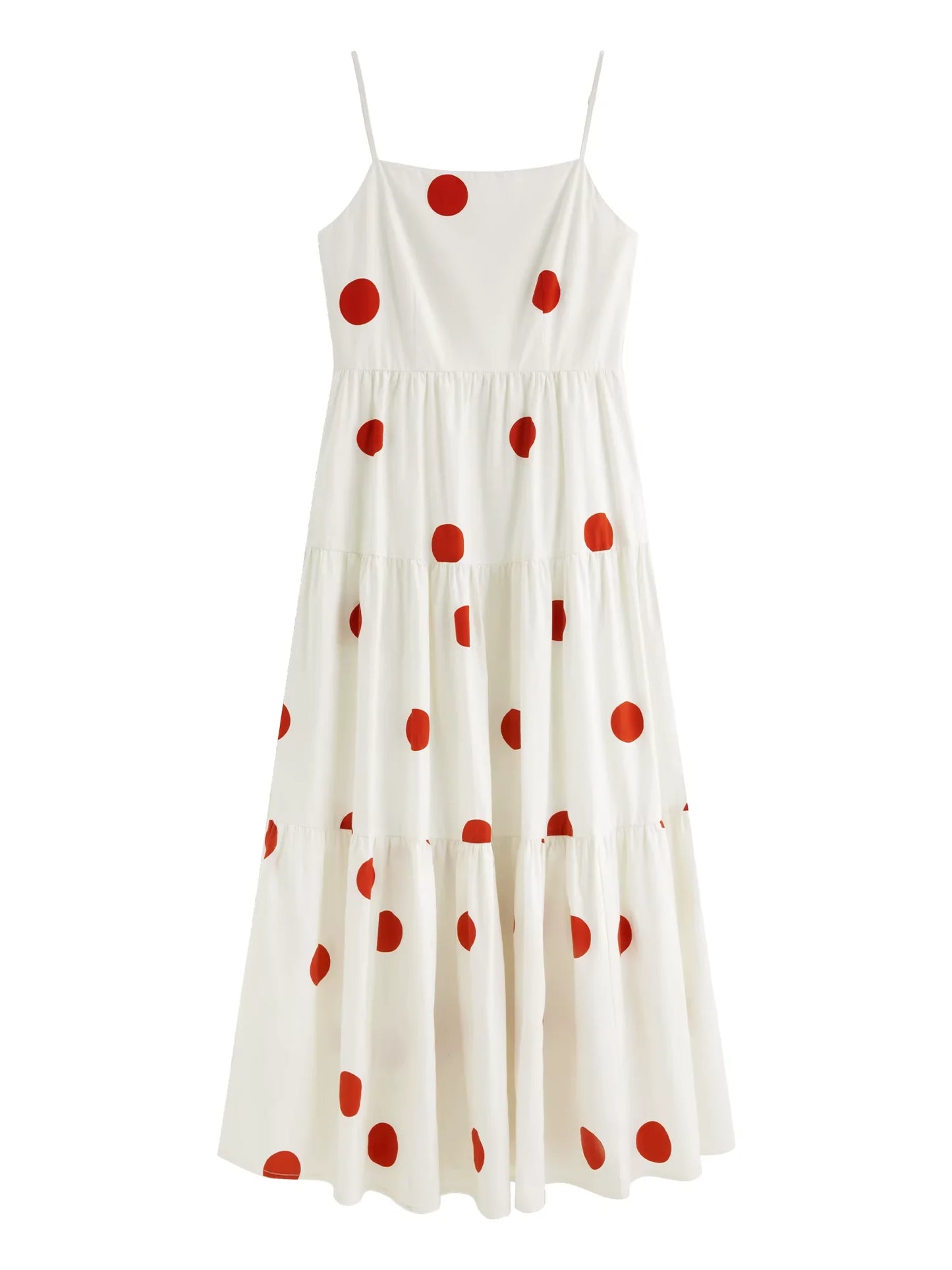 Vestido Longo Feminino Antonella Poá Vermelho