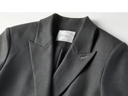 Sentubila blazer e calças terno 2025 acolchoado ombro superior calças de perna larga senhora define feminino trabalho wear 2 peça set153ze1874