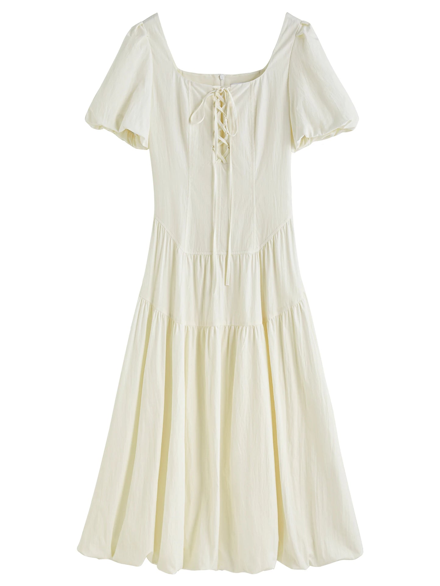 Vestido Feminino Elegância Francesa Gola Quadrada - AlmaChic