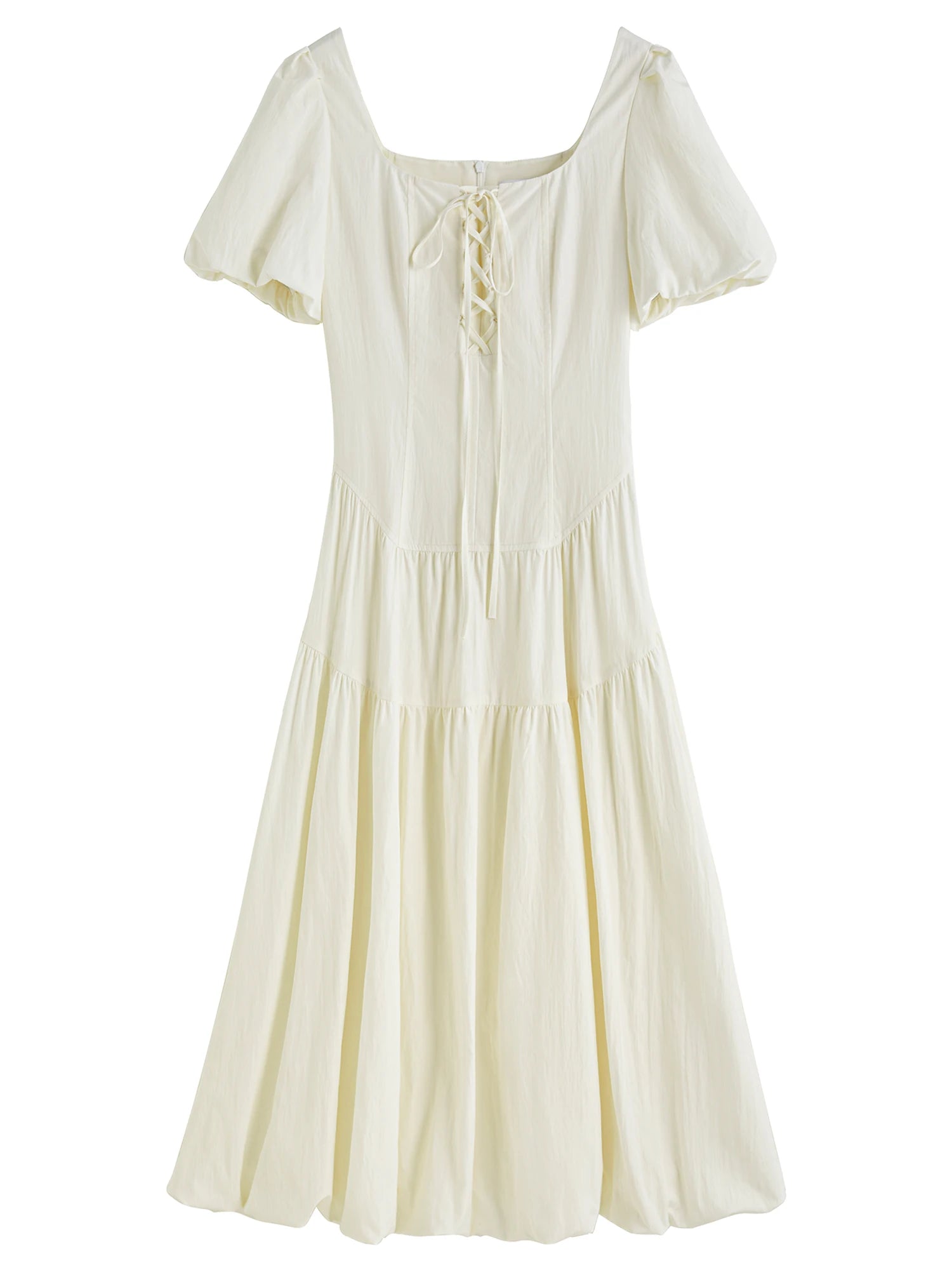 Vestido Feminino Elegância Francesa Gola Quadrada - AlmaChic