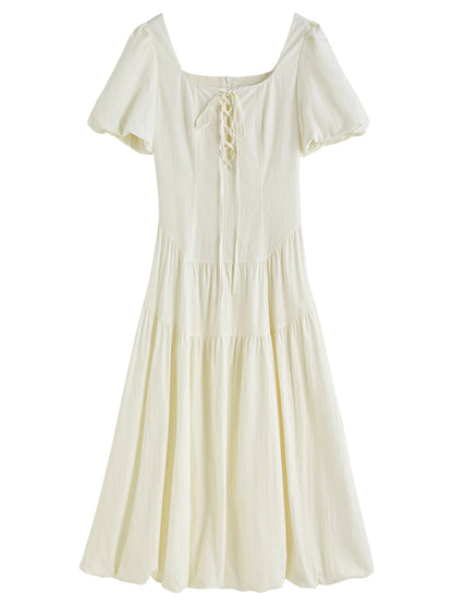 Vestido Feminino Elegância Francesa Gola Quadrada - AlmaChic