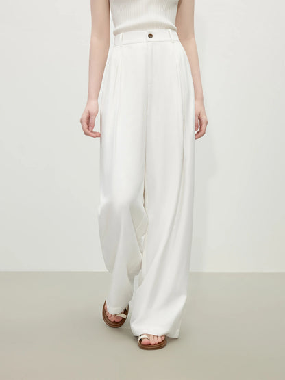 Calça Wide Leg Feminina Eco Linho Branca - AlmaChic