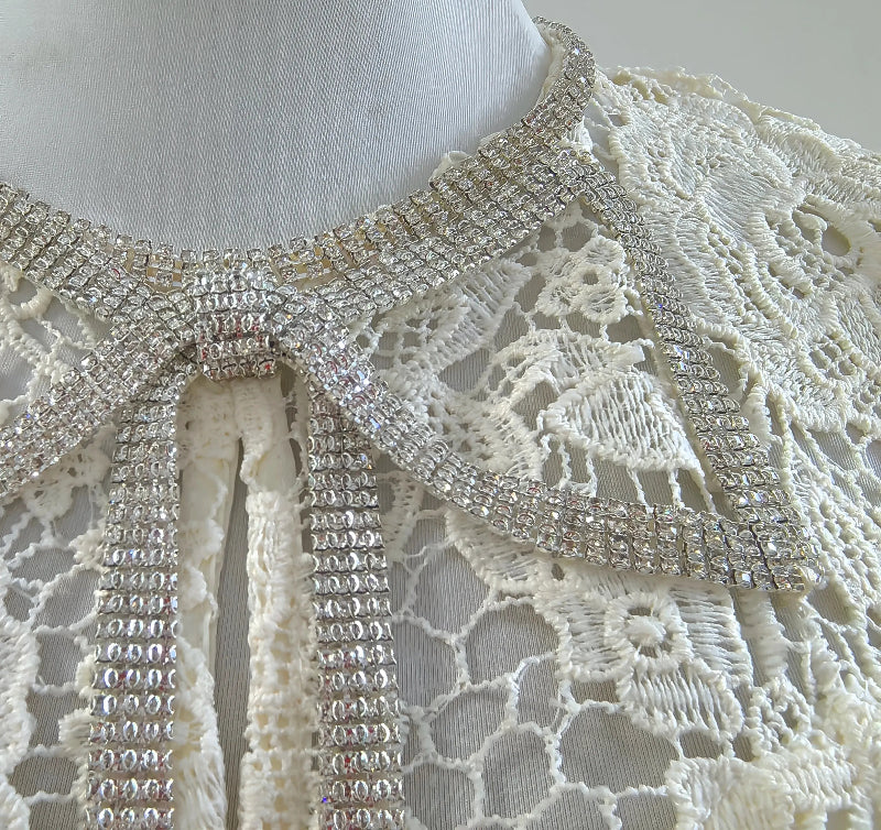 Vestido de Renda Longo Bordado Feminino Isadora