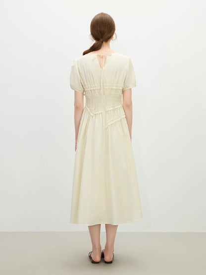 Fsle francês elegante estilo hepburn midi vestido para o sexo feminino 2025 verão nova chegada vestido fino roupas de temporada de férias 25fs12421
