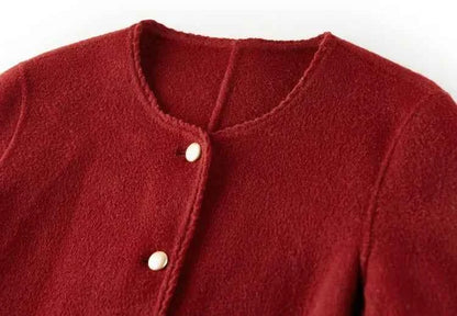 Casaco de Lã Feminino Élise – Elegância Bouclé em Lã 100%