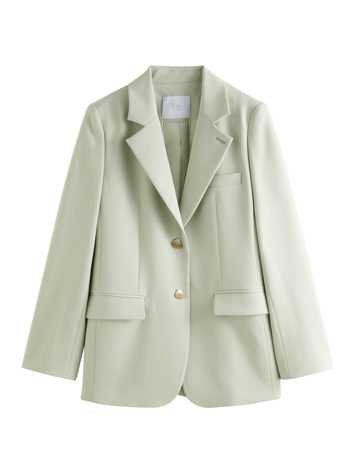 Fsle versátil estilo elegante blazer jaqueta para mulher 2025 nova chegada design exclusivo escritório solto topo verde chique casaco 25fs11075