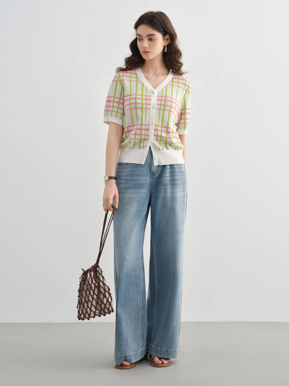 Dushu 2025 verão plus size galaxy meteor jeans de cintura alta prata-em relevo calças jeans de perna larga 25ds82056