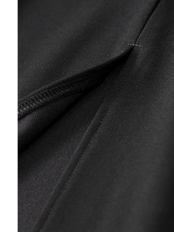 SENTUBILA vestido largo ajustado negro para mujer 2025 Primavera Verano elegante moda estilo Hepburn cuello cuadrado vestidos divididos 133L50329