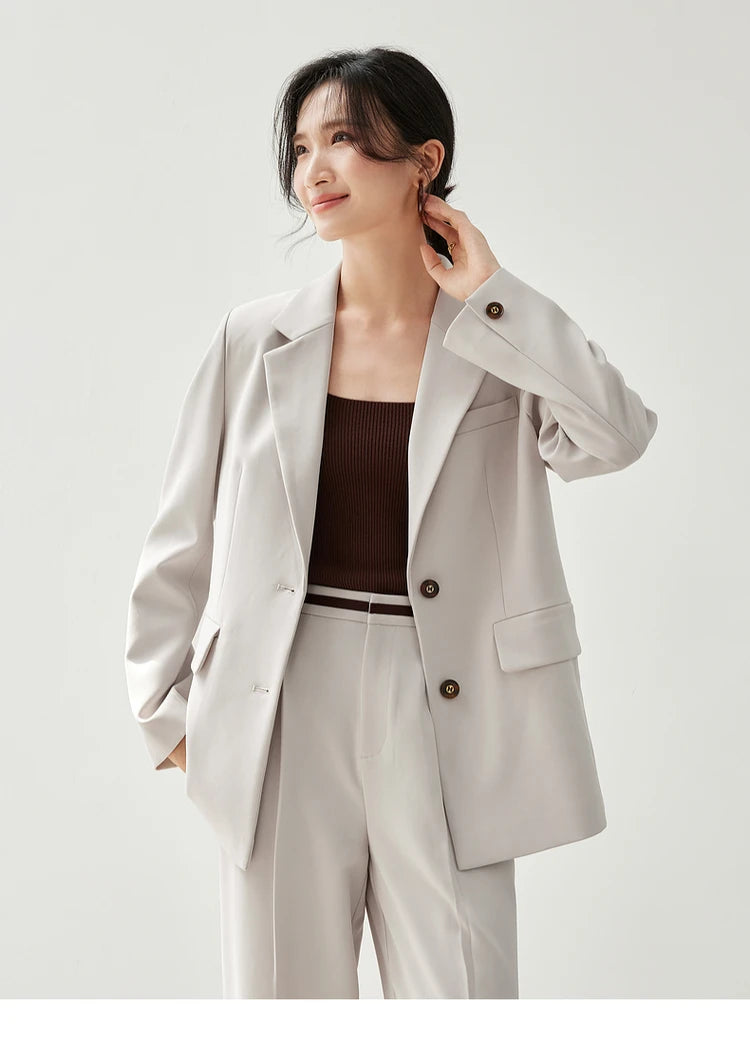 Sentubila textura solta casaco sob medida para mulher 2025 outono turn down collar escritório senhora trabalho negócios feminino blazer 143x56249