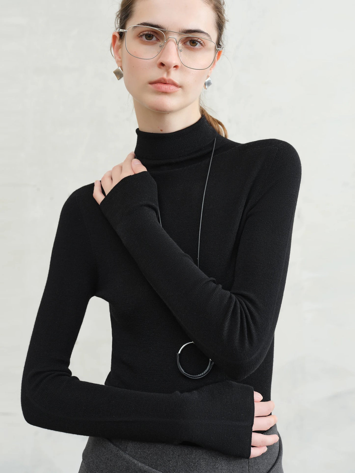 Blusa Térmica Feminina Vienne Gola Alta preta AlmaChic