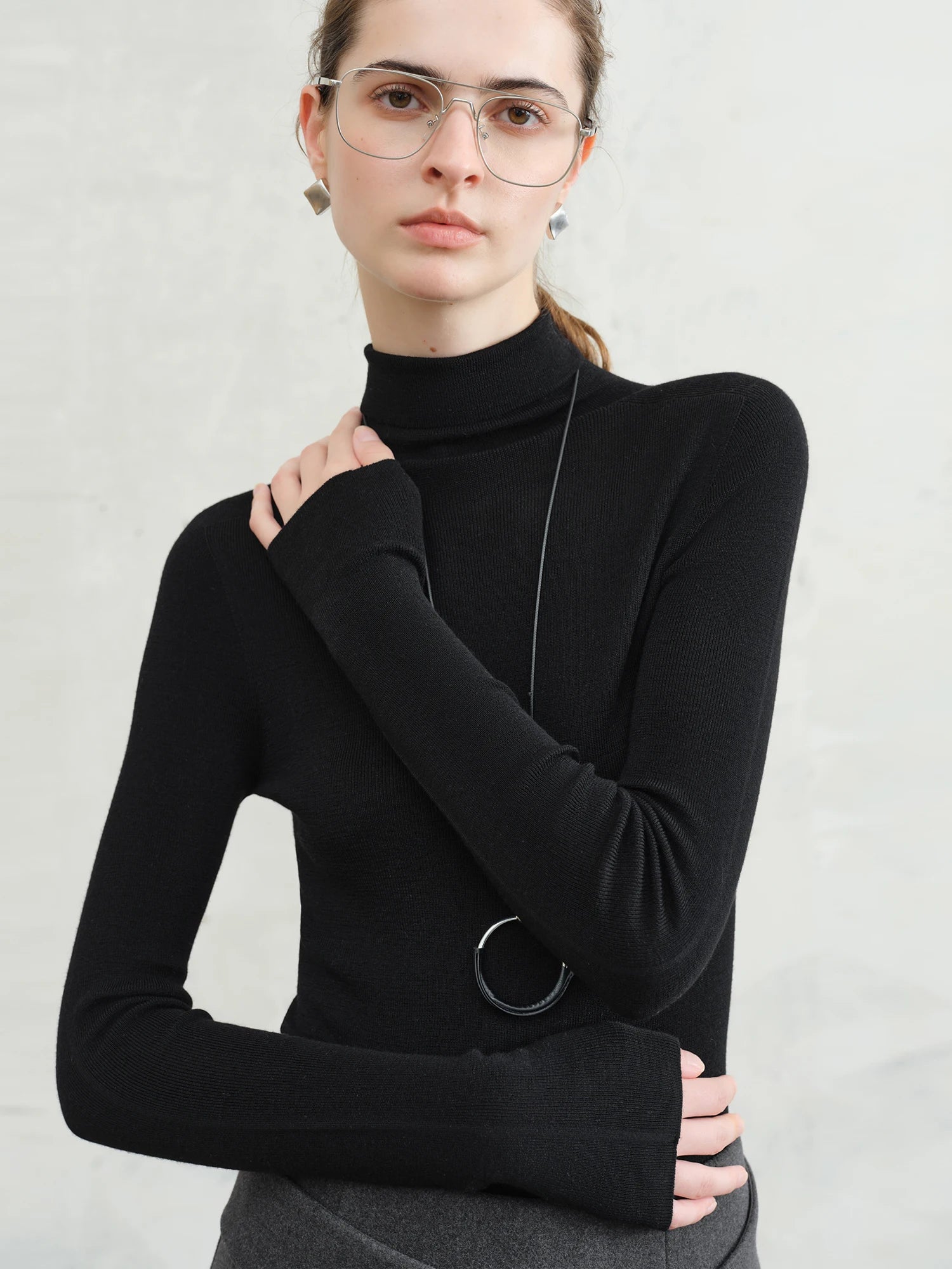 Blusa Térmica Feminina Vienne Gola Alta preta AlmaChic