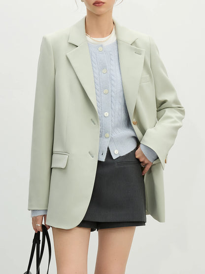 Fsle versátil estilo elegante blazer jaqueta para mulher 2025 nova chegada design exclusivo escritório solto topo verde chique casaco 25fs11075