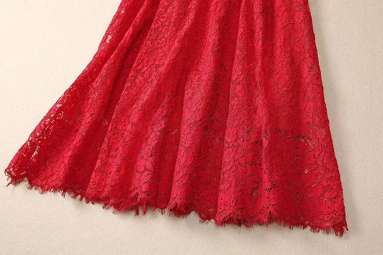 Vestido de Renda Midi Elegante Valentina Rubra