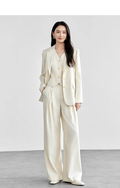 Sentubila blazers de linho reto para mulher 2025 primavera sólida senhora do escritório workwear entalhado único breasted outerwear 151x58179