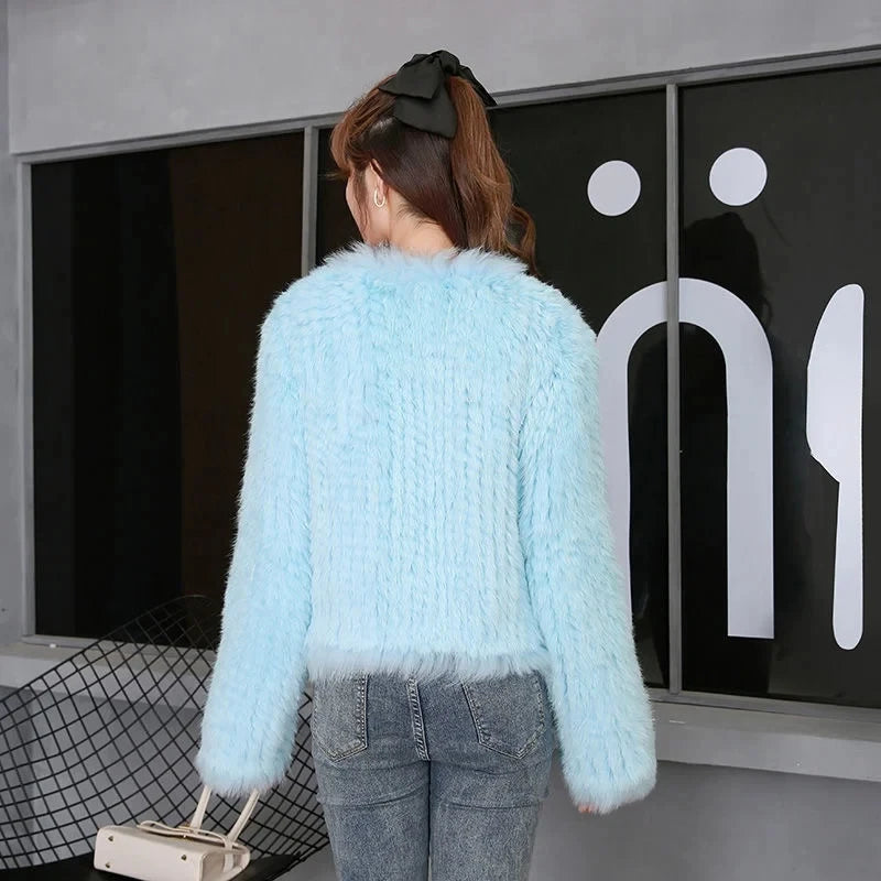 2025 nueva moda abrigos de piel de conejo Natural tejidos nuevas chaquetas de piel de zorro Real ropa de mujer de lujo prendas de vestir