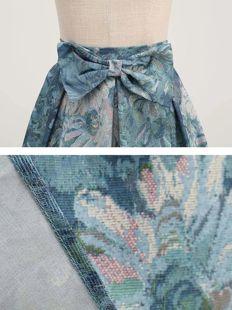 Saia de verão com estampa floral feminina cintura alta balanço 50s vintage retro rockabilly midi saias plissadas faldas