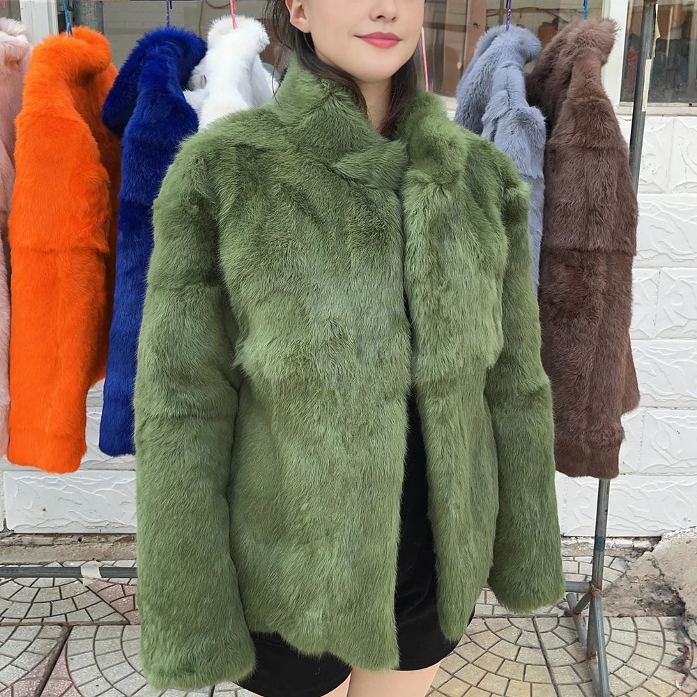 Casaco Feminino de Pele de Coelho Fancy Margaux