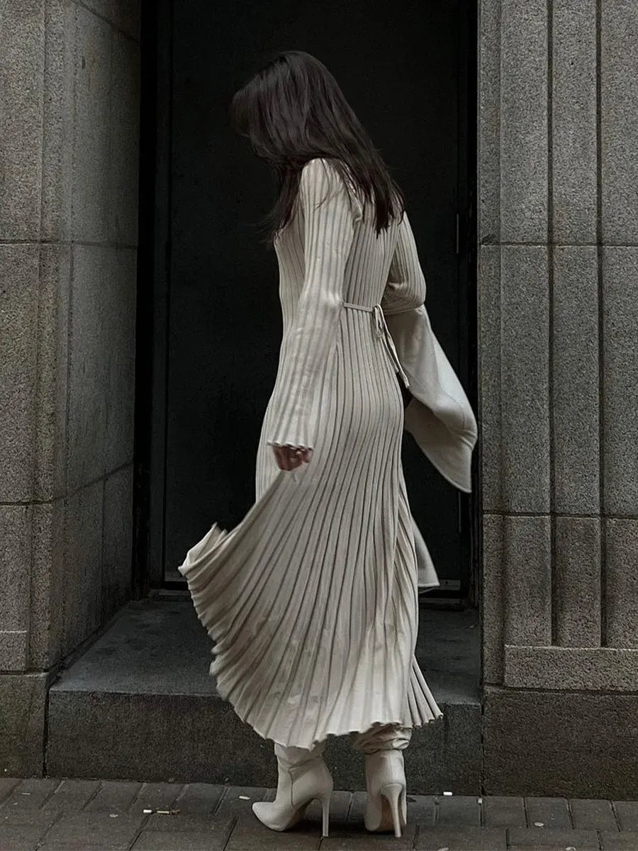 Vestido Midi de Malha ChicMaxi – Conforto Elegante para Outono & Inverno