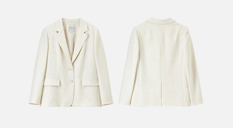 Sentubila blazers de linho reto para mulher 2025 primavera sólida senhora do escritório workwear entalhado único breasted outerwear 151x58179