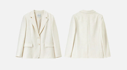 Sentubila blazers de linho reto para mulher 2025 primavera sólida senhora do escritório workwear entalhado único breasted outerwear 151x58179