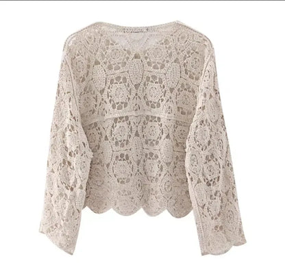 Cardigan Feminino Tricot Rendado Lia Bohème – Leve, Versátil & Atemporal