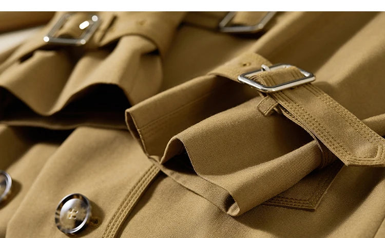 Sentubila-Elegante Trench Coat Longo Feminino, Blusão Solto, Jaqueta Traseiro Duplo, Casacos, Inverno, Outono, 123F42871