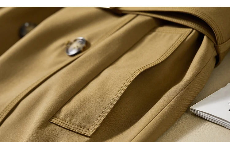 Sentubila-Elegante Trench Coat Longo Feminino, Blusão Solto, Jaqueta Traseiro Duplo, Casacos, Inverno, Outono, 123F42871