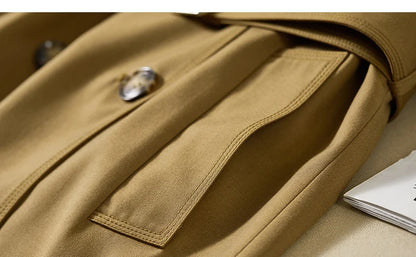Sentubila-Elegante Trench Coat Longo Feminino, Blusão Solto, Jaqueta Traseiro Duplo, Casacos, Inverno, Outono, 123F42871