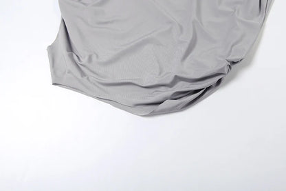 Estranho gato irregular ruched 2 peça conjunto feminino verão regatas + saias de fita lateral estiramento combinando casual simples roupas de rua
