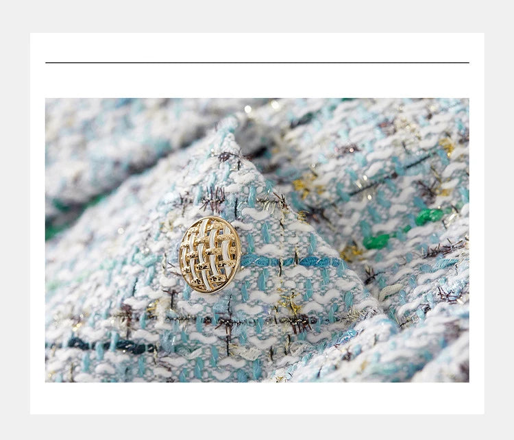 Sentubila recortado tweed jaqueta para mulher 2024 outono elegante moda outerwear o-pescoço casacos curtos roupas femininas 143w56772x