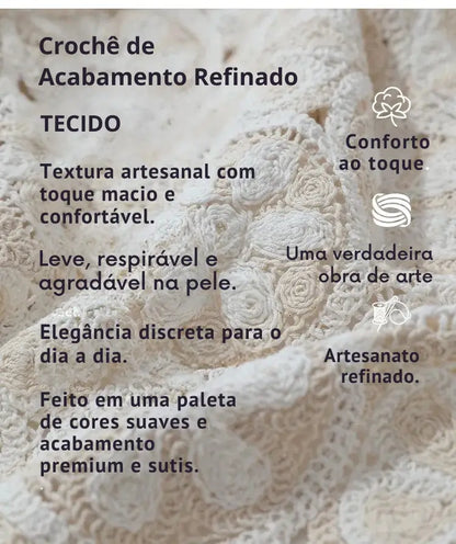 Jaqueta de Crochê Feminina Elegante Camille