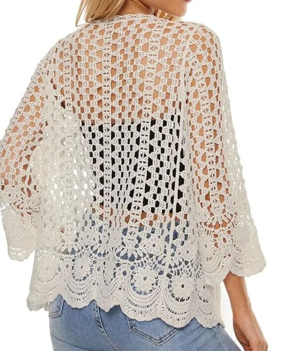 Cardigan Feminino Crochê Floral Aurélia