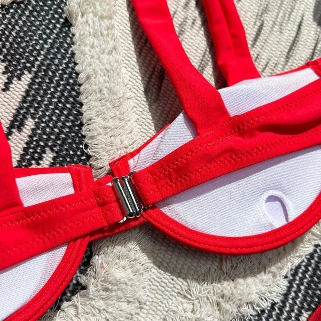 Biquíni Meia-Taça Vermelho Rosé