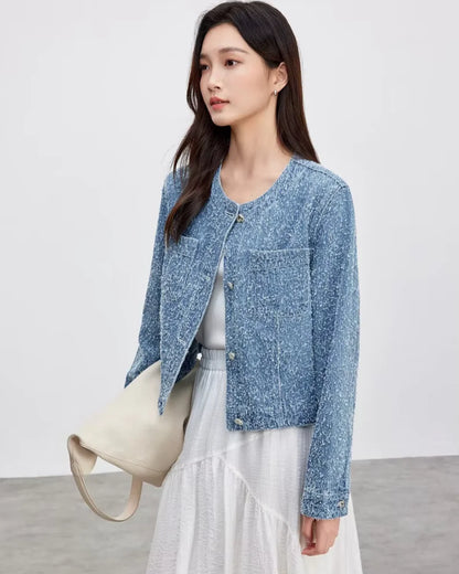 Casaco Tweed Feminino Charlotte – Alfaiataria Elegante para Outono e Inverno