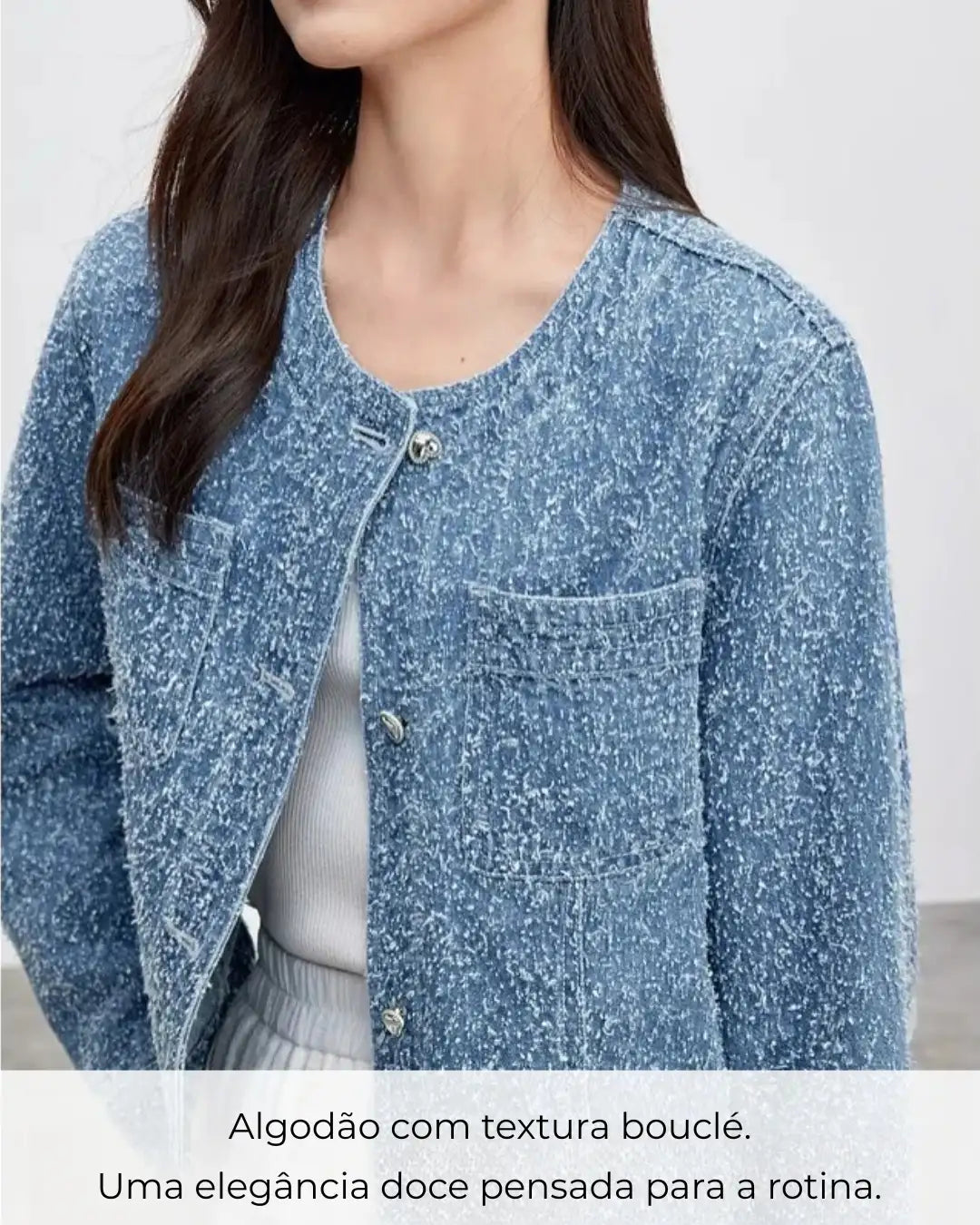 Casaco Tweed Feminino Charlotte – Alfaiataria Elegante para Outono e Inverno