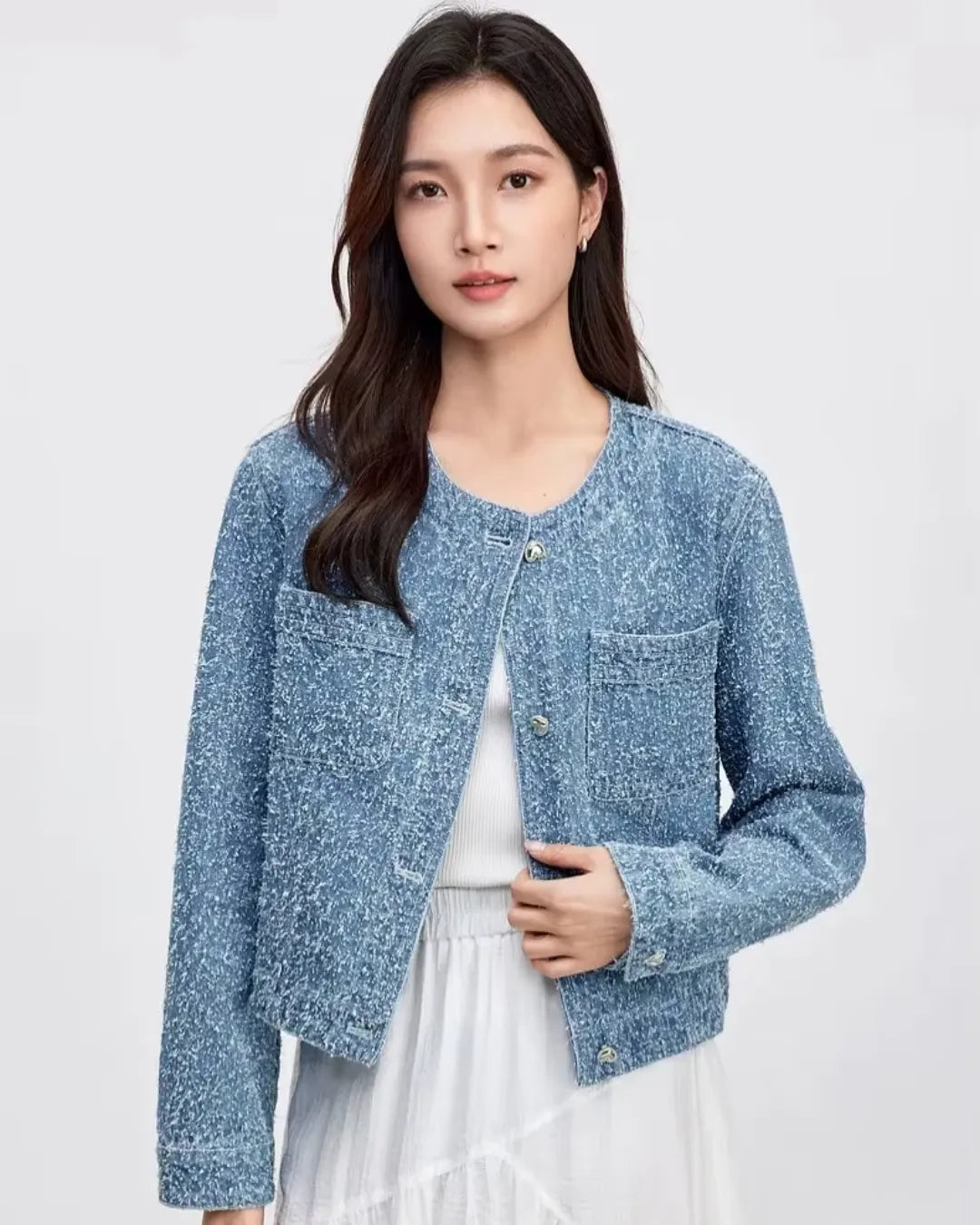 Casaco Tweed Feminino Charlotte – Alfaiataria Elegante para Outono e Inverno