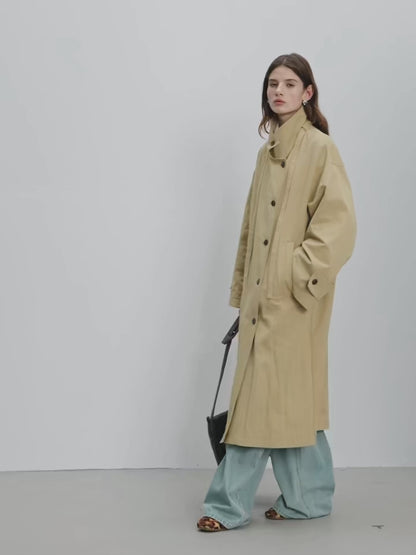 Trench Coat Feminino Camille — Oversized Clássico para Meia-Estação