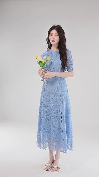 Vestido de Renda Azul Jamerary – Charme Clássico & Feminilidade Atemporal