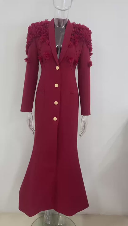 Vestido Elegante Longo Floréal Lumière – Luxo Artesanal e Sofisticação Atemporal