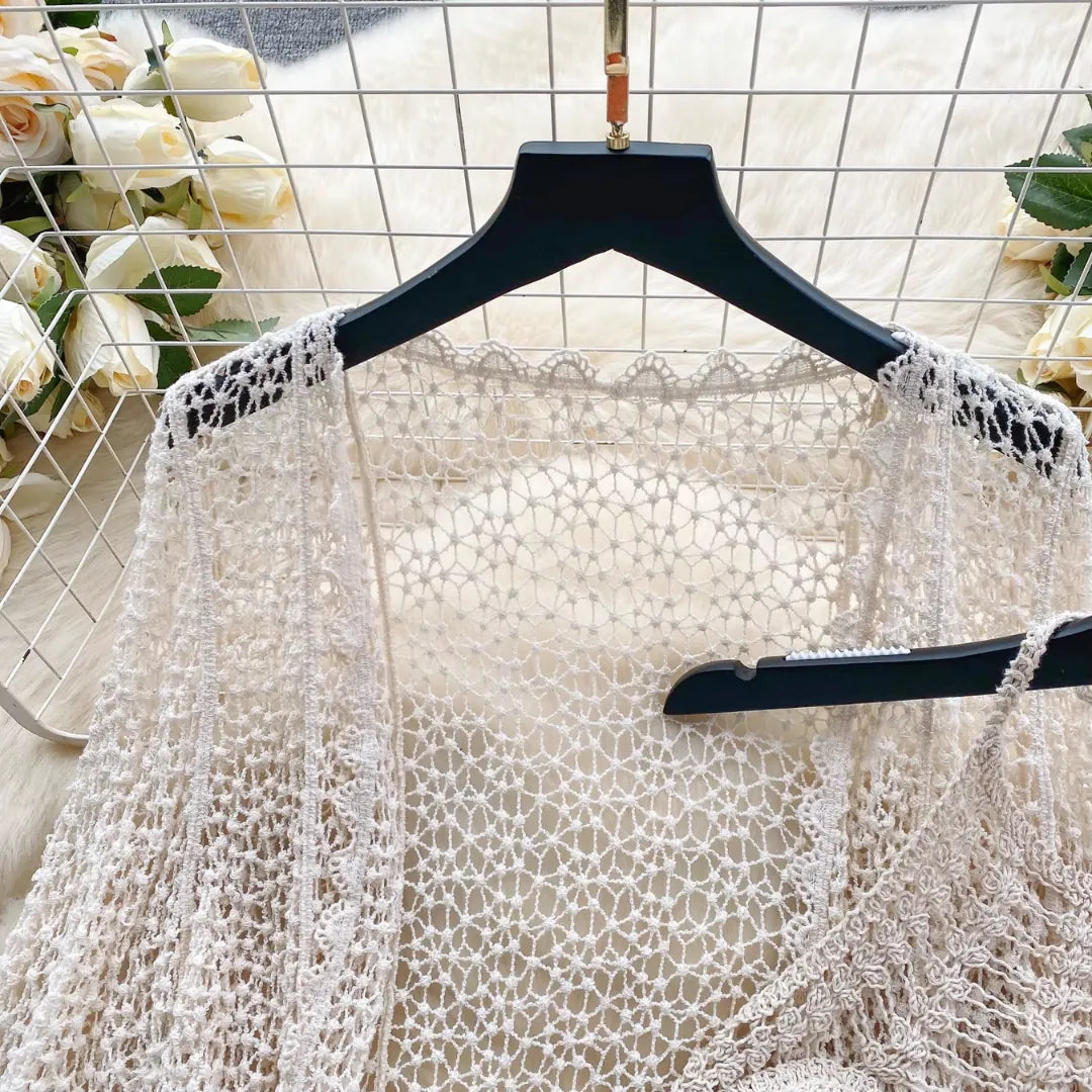 Saída de Praia em Crochê Bege Areia – Amalfi