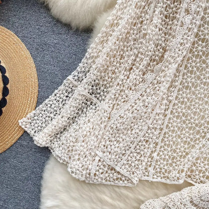 Saída de Praia em Crochê Bege Areia – Amalfi