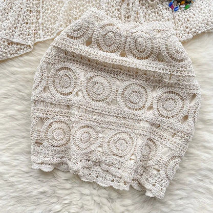 Saída de Praia em Crochê Bege Areia – Amalfi