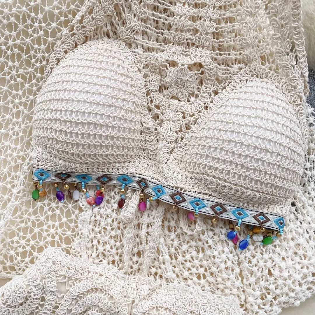 Saída de Praia em Crochê Bege Areia – Amalfi