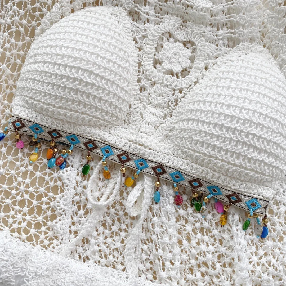 Saída de Praia em Crochê Branco Natural – Amalfi